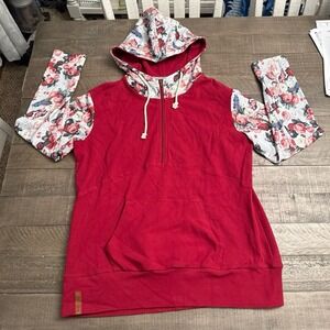 NWT Ampersand Avenue Halfzip Sweatshirt Among the Wildflowers Deep Red Size XXXL
